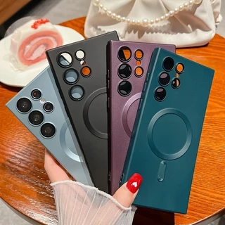 Capinha Capa Para S25 Ultra Silicone Case Magsafe Magnética Anel Case Proteção Camera Pelic Fosca