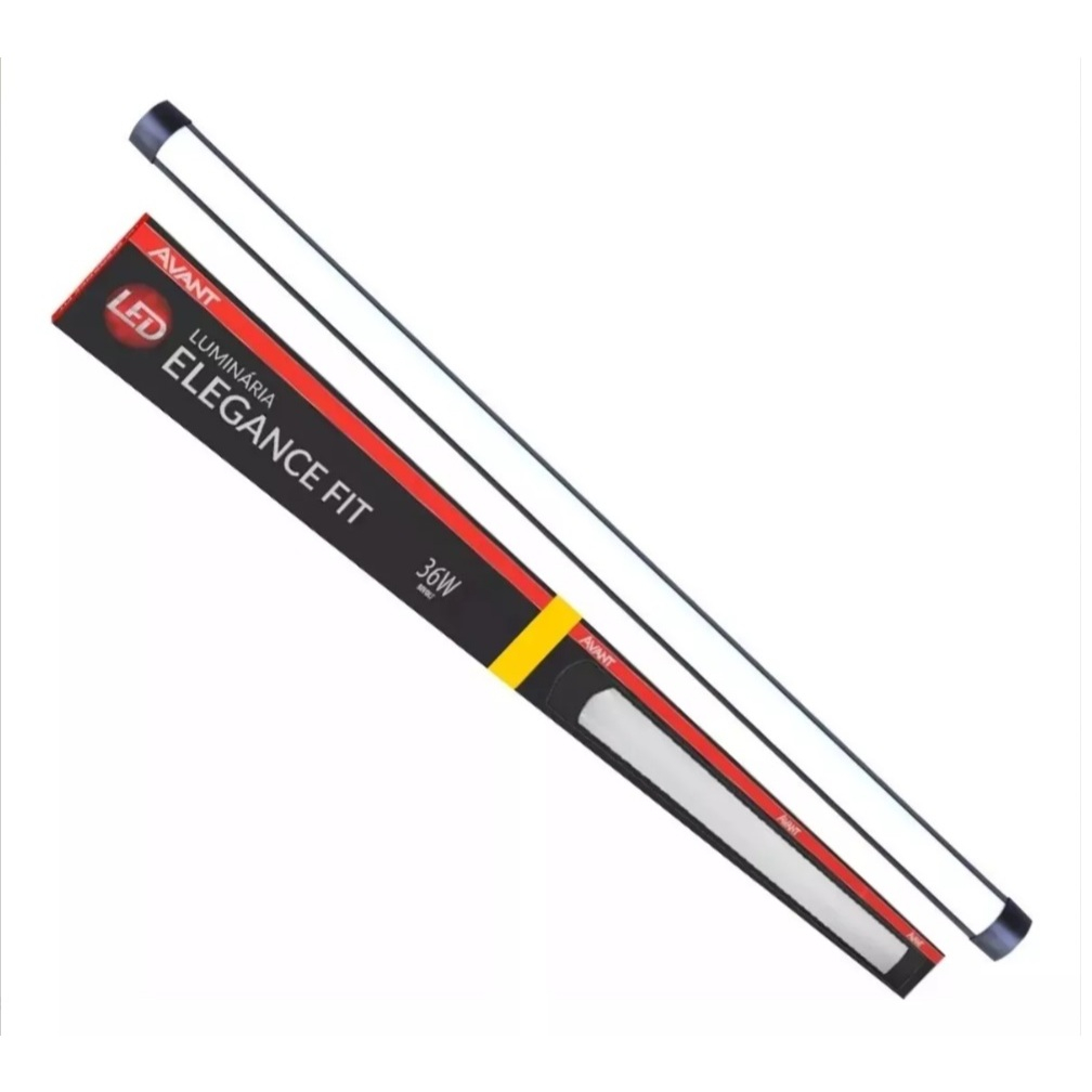 Luminária Led Fit Elegance Sobrepor Preta Avant 3000k 36w Biv 100cm