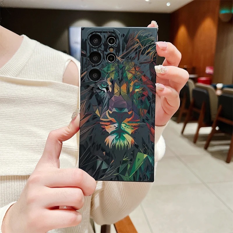 Capinha Capa Para Samsung S22 Ultra S23 Ultra S24 Ultra Silicone Case Leão Persolizada Silicone Prote Camera