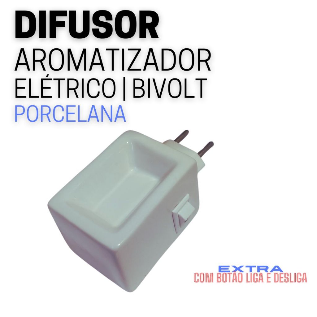 1 Difusor Aromatizador Elétrico Bivolt Porcelana Branco Para Óleos Essencias Tipo Via Aroma