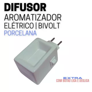 1 Difusor Aromatizador Elétrico Bivolt Porcelana Branco Para Óleos Essencias Tipo Via Aroma