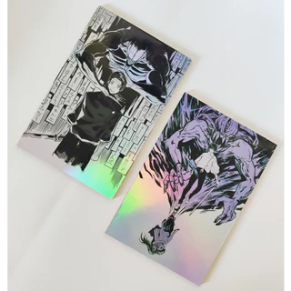 Placas Anime Prata Holográfica Naruto Sukuna Itachi Pain Yuta e Rika Demon Slayer Quadros Jujutsu Kaisen tamanho 10x15cm