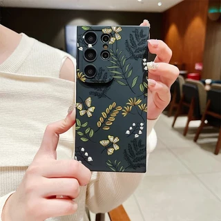 Capinha Capa Para S22 Ultra S23 Ultra S24 Ultra Floral Florida Flor Silicone Case Proteção Câmera Protet Case