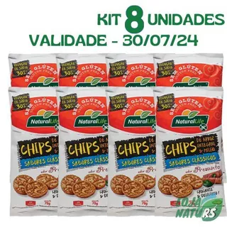 KIT 8 Chips Arroz Integral e Milho Sem Glúten Vegano 70g - Natural Life