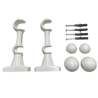 Suporte Duplo Para Cortina Varão Simples 2 Pares Com Ponteira Duplo Reforçado 28/19mm