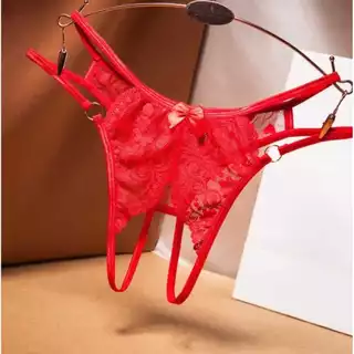 Calcinha feminina de renda sensual 1620 argola com abertura íntima ousada provocante confortável