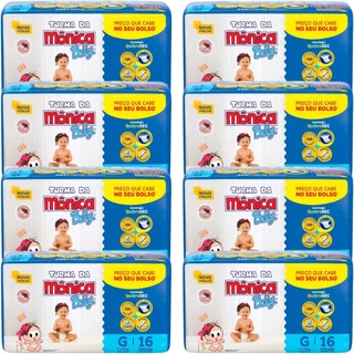Kit 8 Pacotes da Fralda Descartável Turma Da Mônica Baby Tamanho G