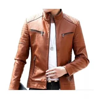 Jaqueta Masculina Couro Estilo Motoqueiro Viagem Resistente