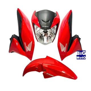 Kit CG Titan 160 2022/2023/2024 Vermelho Perolizado - Frente Titan 160 com aranha + Par Aba do tanque CG Titan 160 2022/2023/2024 com Complemento + Paralama dianteiro