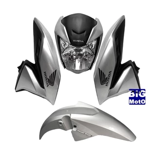 Kit CG Titan160 2022/23/24 Prata Force - Frente com aranha + Par Aba do tanque Titan 160 com Complemento+Paralama