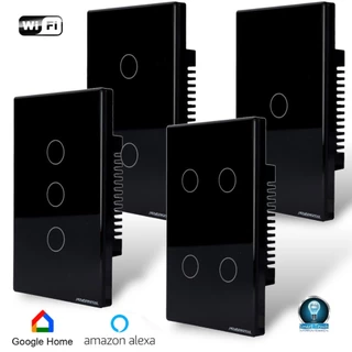 Interruptor Inteligente Wifi Cor Preto 1, 2, 3 e 4 Botões Touch Tuya SmartLife Nova Digital Alexa