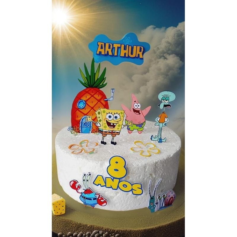 topo topper de bolo personalizado Bob esponja | Shopee Brasil