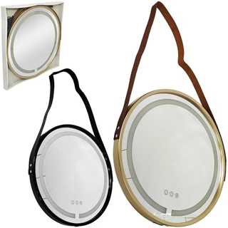 Espelho De Pendurar Emoldurado Redondo Decorativo Com Touch + Led E Cabo USB