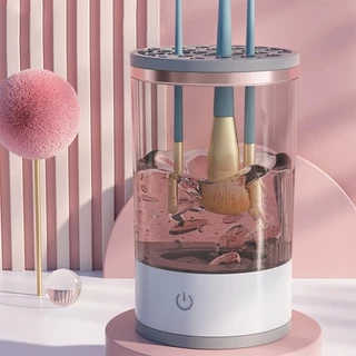 3-Em-1 Pincel De Maquiagem Automático Limpeza E Secagem Giratório Limpador Cosmético
