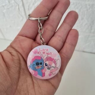 kit Lembrancinha Aniversário Lilo Stitch e a Namorada 10 Chaveiros Personalizados