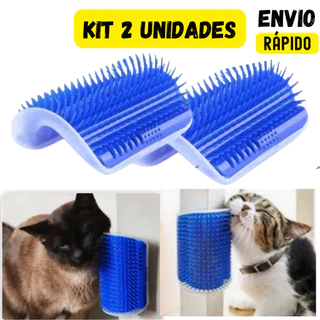KIT C\2 Escova Massageadora Tira Pelos Gato com Catnip Canto Escovadeira coçadinha para gatos