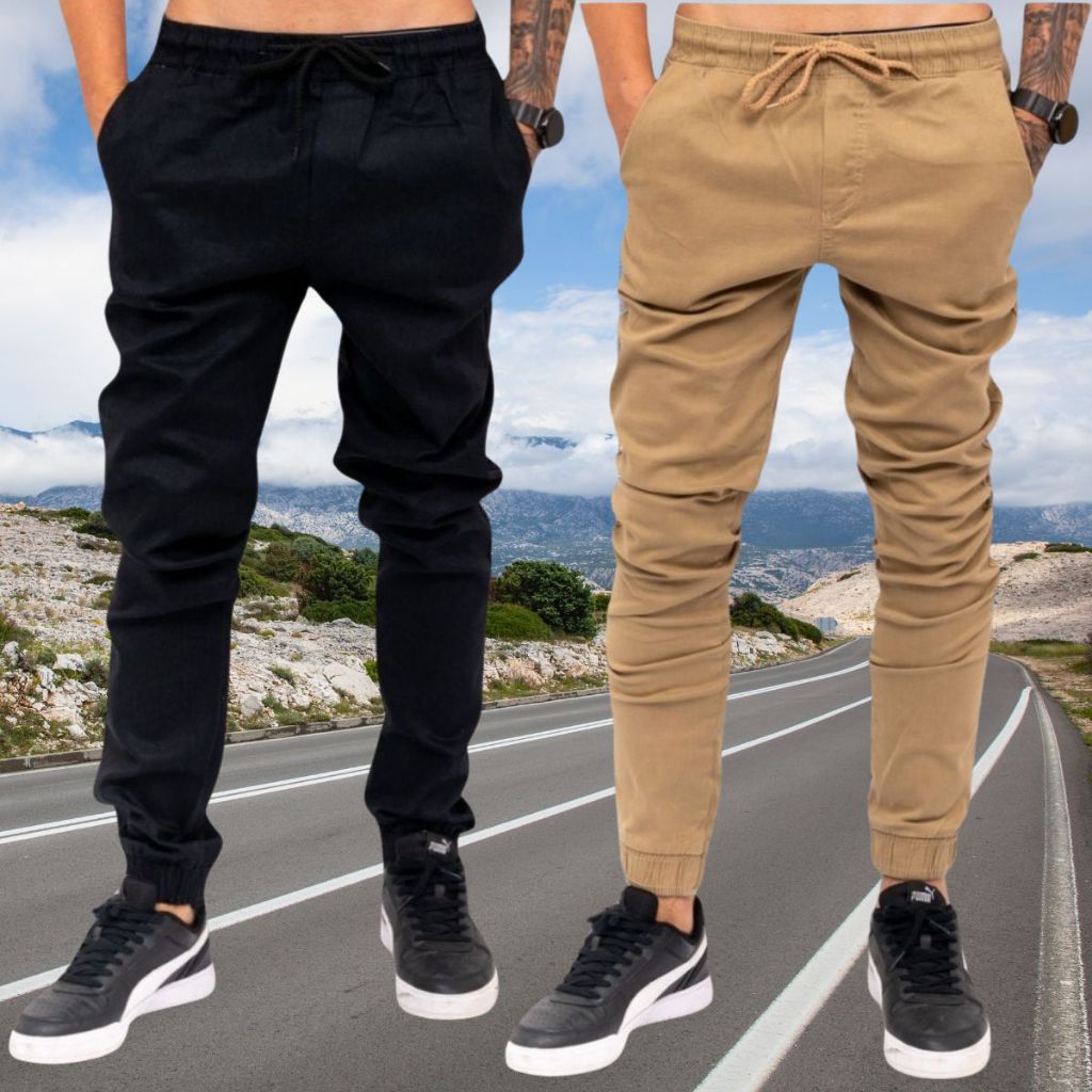 Kit 2 Calça Jogger Masculina Adulto Slim Moda Direto da Fábrica Joger Academia Com Punho novidade