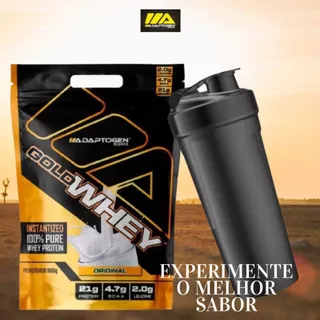 Whey Protein Adaptogen Gold Whey 900 GR - Whey Protein proteina Concentrada + Coqueteleira