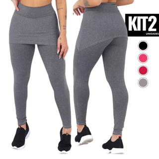 Kit 2 Calça Legging Fitness Tapa Bumbum Com Saia Embutida Treino Feminino Crossfit Conforto
