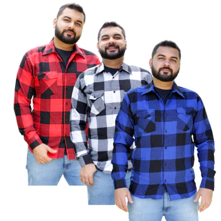 Combo Kit 3 Camisas Xadrez Flanela Cowboy Adulto Atacado