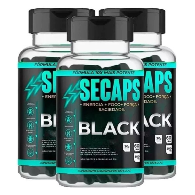 3x Secaps Black 180 caps - Original Promoção Envio Imediato | Shopee Brasil
