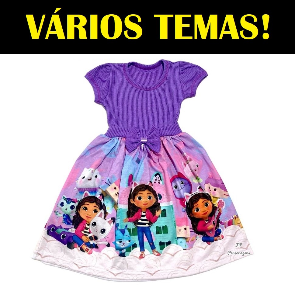 Vestido A Casa Mágica da Gabby Personagem Infantil Roupa/fantasia Casa ...