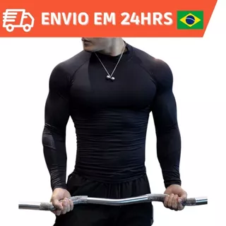 Camiseta Manga Longa de Compressão Esportiva Uv Corrida, Bike, Caminhada, Trilha, MMA