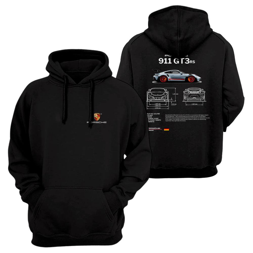 Blusa De Frio Moletom Porsche 911 GT3 com Capuz Algodão Flanelado Confortavel