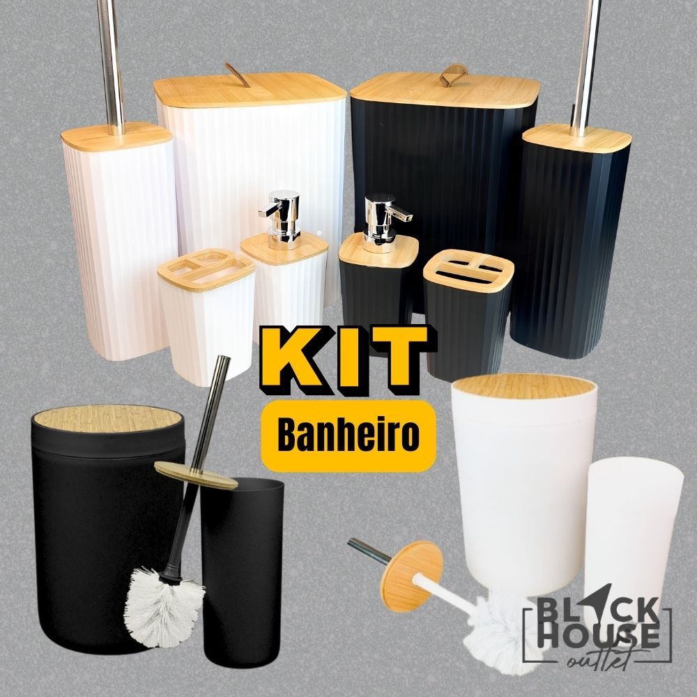 Kit Banheiro Decorada Bambu Moderno Conjunto Casa Lavabo Multiuso