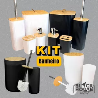 Kit Banheiro Decorada Bambu Moderno Conjunto Casa Lavabo Multiuso