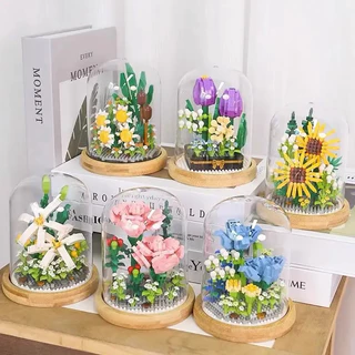 Flor tipo lego em capsula iluminada - escolha seu modelo