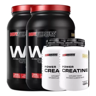 Kit 2x Whey Protein 900gr + 2x Power Creatina 100gr. - Bodybuilders