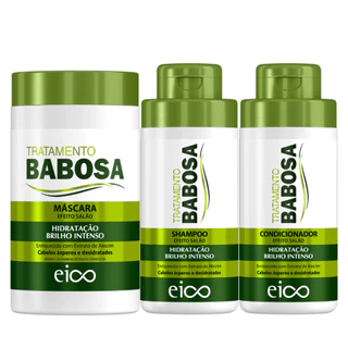 Eico Tratamento Babosa Shampoo Sem Sal Brilho Condicionador Leave-in 450ml + Máscara Hidratação 1kg