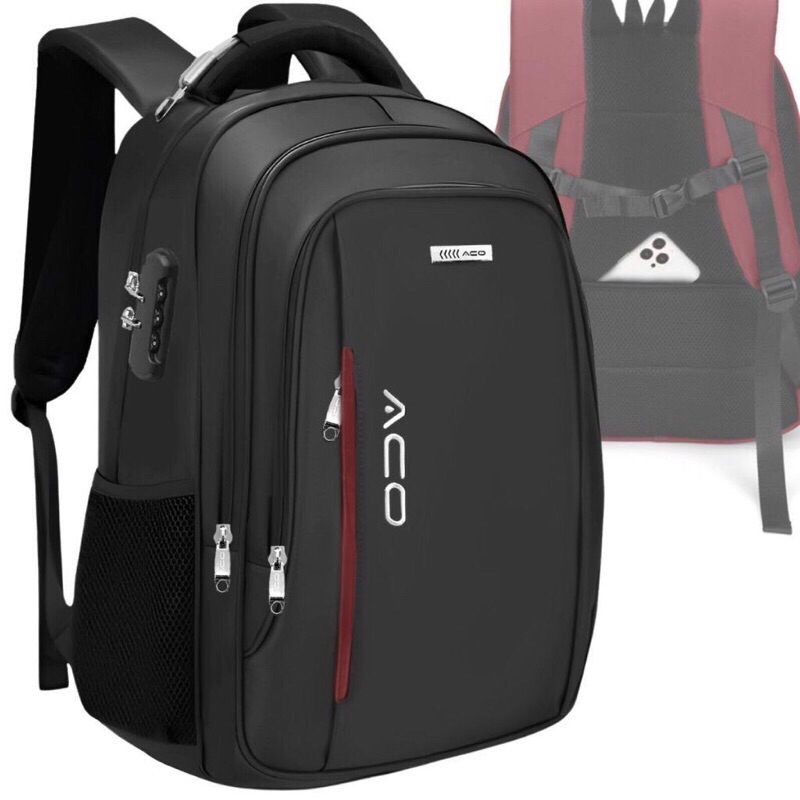 Mochila Unissex Notebook com Segredo Entrada para USB/ Fone de Ouvido Impermeável + Alça Reforçada