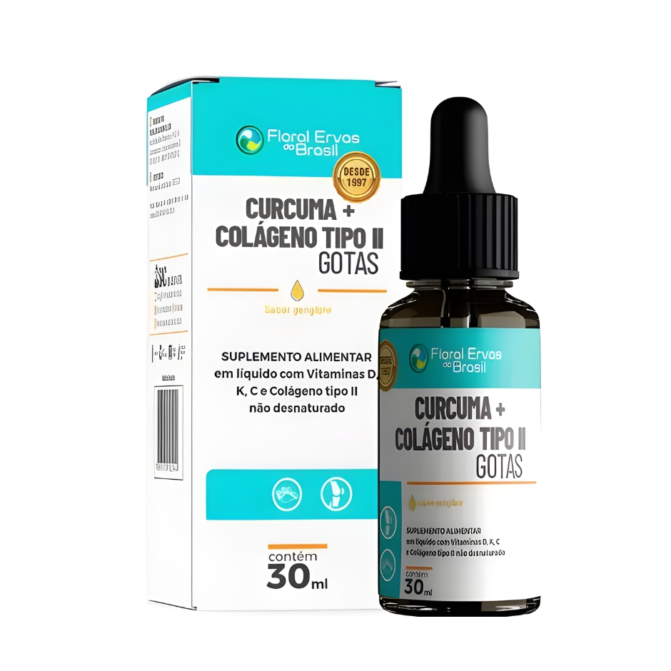 Curcuminol + Colágeno tipo 2 em gotas 30ml - Floral Ervas | Shopee Brasil