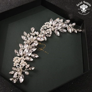 Arranjo de Cabelo Grinalda de Noiva Festa Strass Casamentos Ensaio Bodas