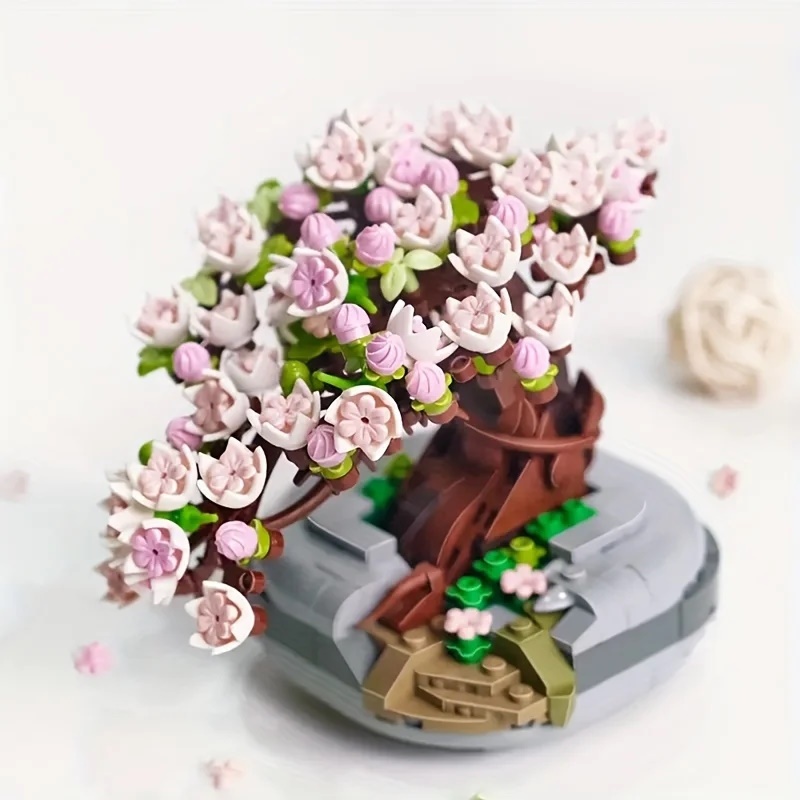 MINI BONSAI BLOCO DE MONTAR - ÁRVORE DE CEREJEIRA SAKURA - NANO BLOCOS - SIMILAR - LEGO