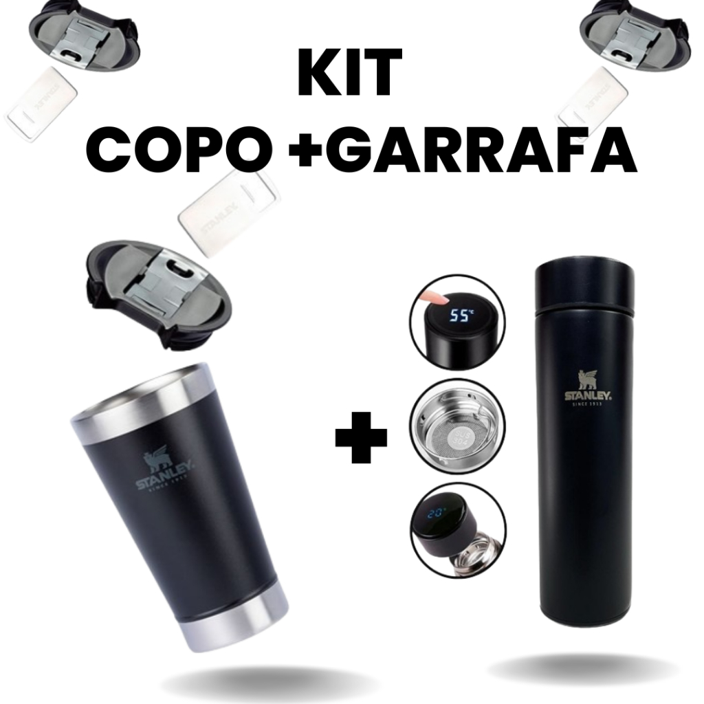 Kit, Copo térmico, Garrafa , Medidor de temperatura LED, , Parede dupla, Isolamento a vácuo, Livre de BPA, Design moderno, Abridor de garrafas, Praticidade, Estilo, Viagens, Camping, Atividades ao ar livre