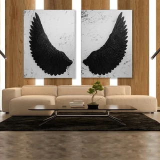 Quadro decorativo Preto e Branco Anjo Asas 40x60