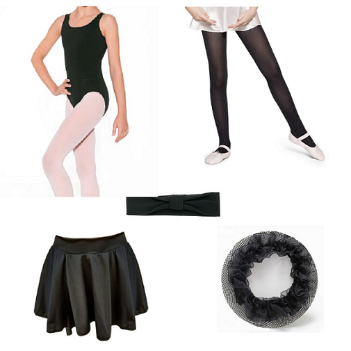 Kit Body Ballet 5 Itens Collant Regata +Saia+Meia+Rede+Faixa Roupa Balé ...