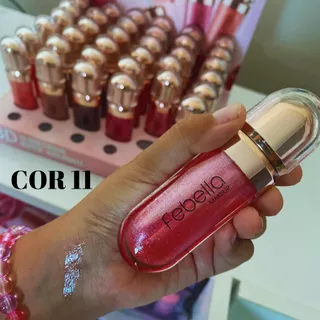 Lip Gloss Hidrata Brilho Baton Labial Longa Duração Boca Febella
