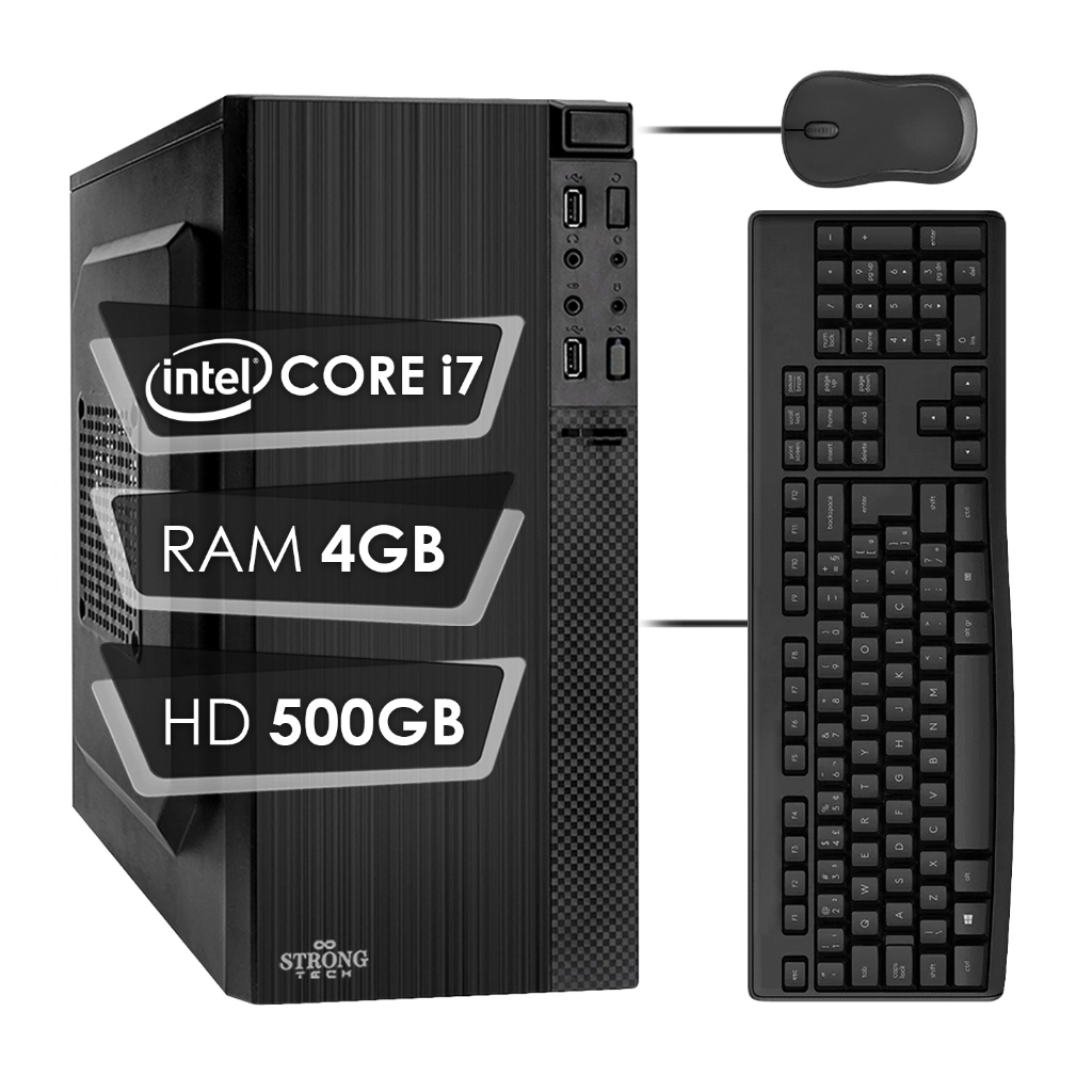 Computador Intel Core i7 4GB HD 500GB Teclado e Mouse 4 Núcleos Super ...