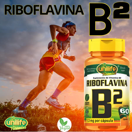 Suplemento Alimentar Riboflavina Vitamina B2 1 3mg 60 Cápsulas Unilife