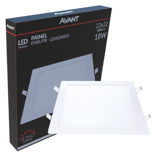 Plafon Luminária de Teto 18W Embutir Quadrado LED Avant Pop Branco Neutro 4000K 22X22 BIVOLT