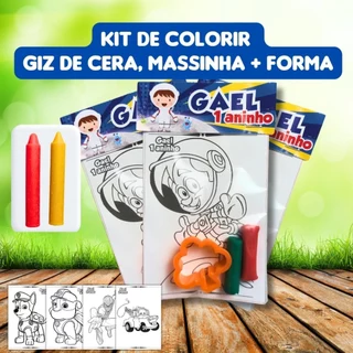 Kit de Colorir com Giz de cera massinha e forma - Lembrancinha personalizada