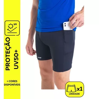 Bermuda Térmica Segunda Pele Snugg Com Bolso UV50+ Anti Assadura Corrida Ciclismo Treino Unissex