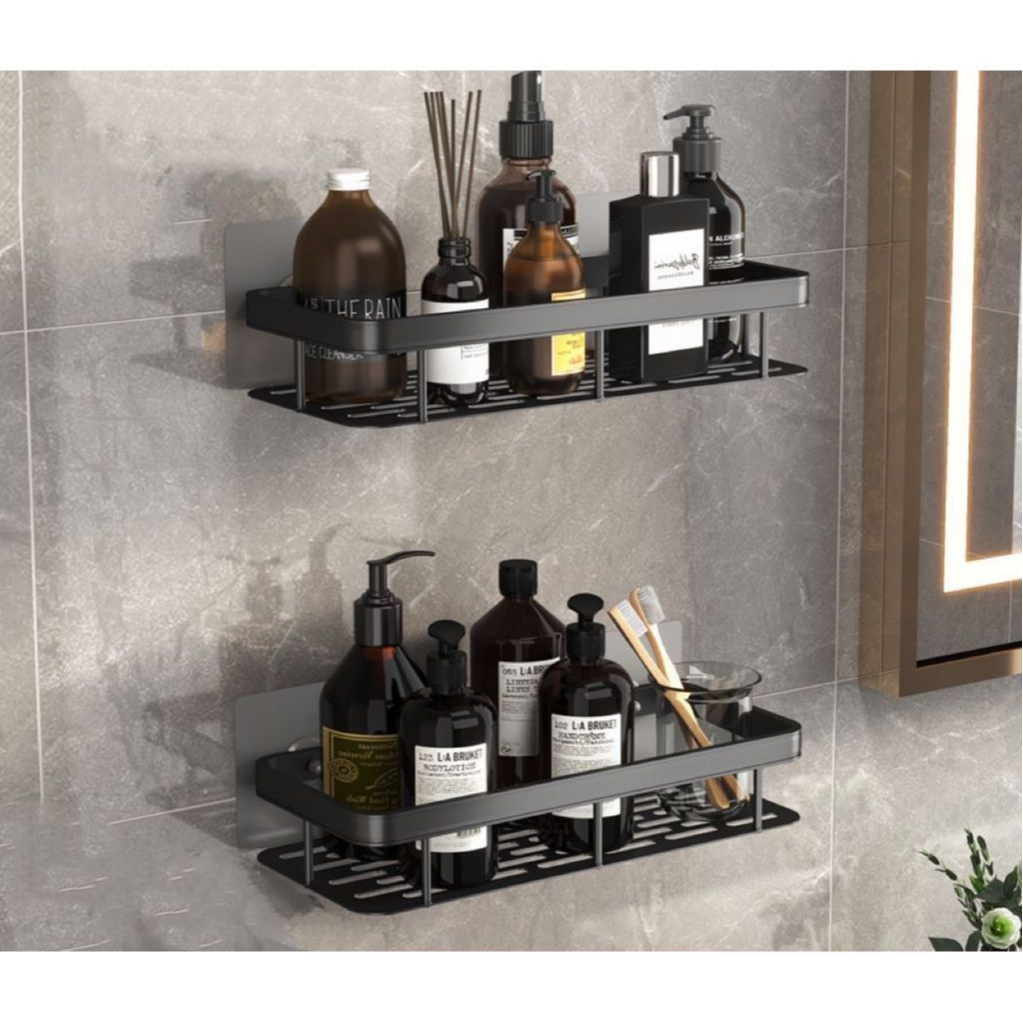 KIT2 Suporte Porta Shampoo de Banheiro Prateleira Organizador Sem Furo Com Adesivo Box