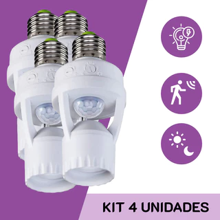 Kit 4 Sensores De Presença Com Fotocélula Para Lâmpada Soquete