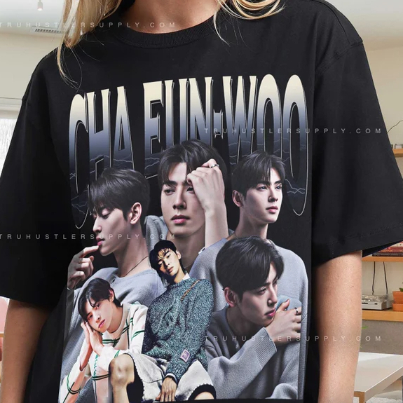 Camisa Camiseta Básica Unissex Kpop Banda Music cha eun woo kdrama cha eun woo ator coreano