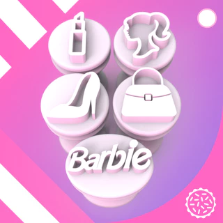 Kit Carimbos Aniversário Tema BARBIE para Brigadeiro - Molde Confeitaria Decoração de Docinhos